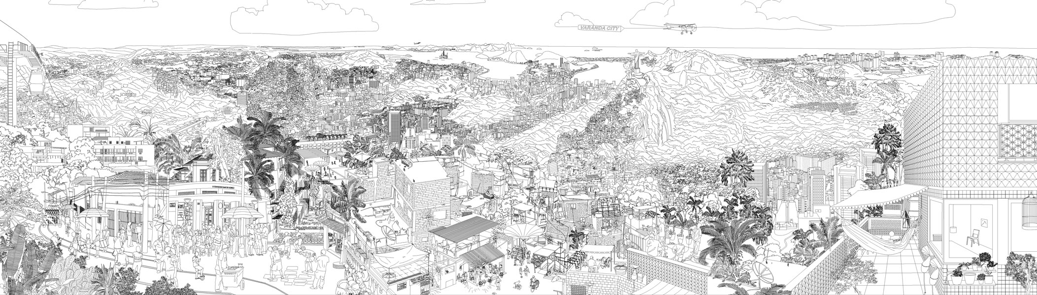 Panorama 40ft, completamente disegnato in CAD per la presentazione del progetto. RUA Arquitetos.